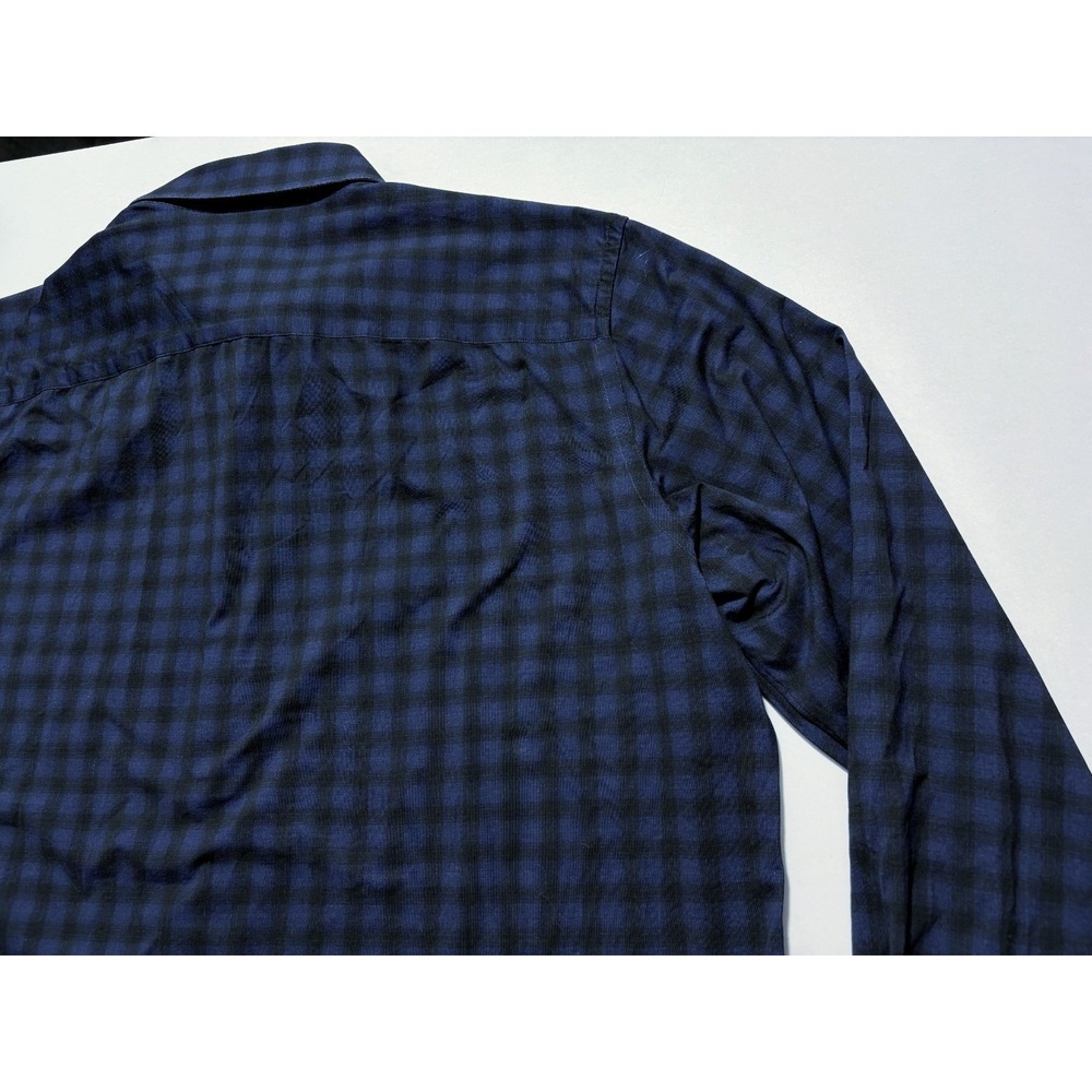 Bugatchi Shirt OoohCotton Tech 8 Way Stretch Button Up Blue Gingham Check Men XL - Picture 9 of 15
